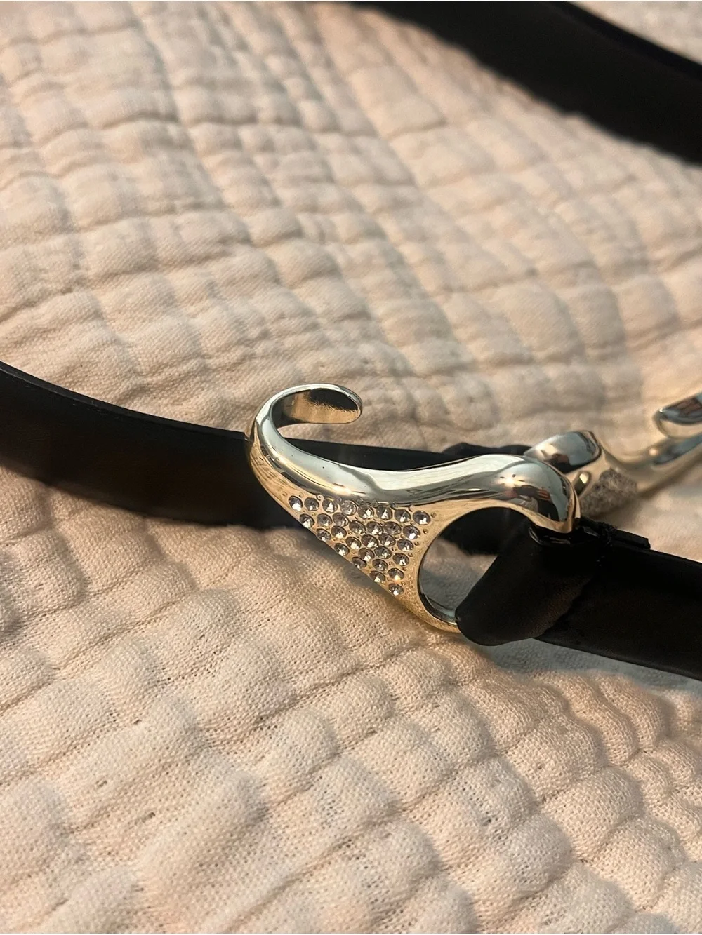 Chico's Black leather Belt with Silver Decorative Hook M/L